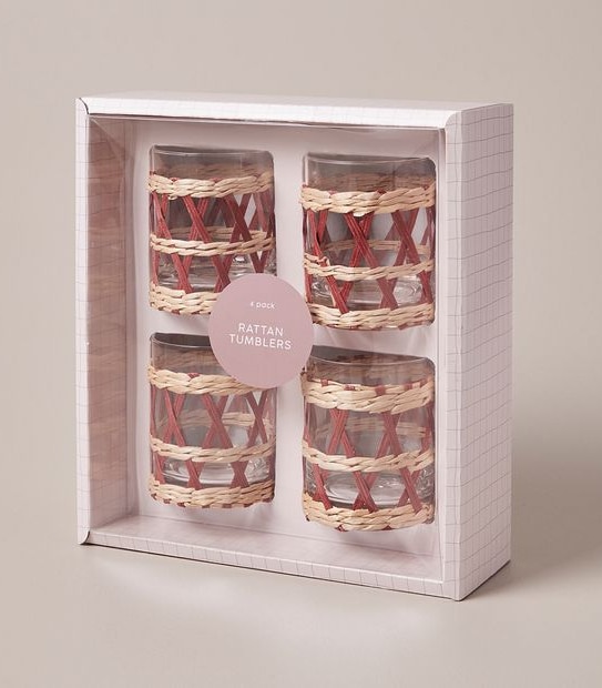 4 Pack Rattan Tumblers
