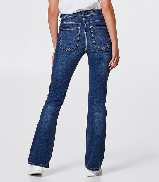 DENIM Jasmin High Rise Full Length Bootleg Jeans - Mid Wash Blue ...