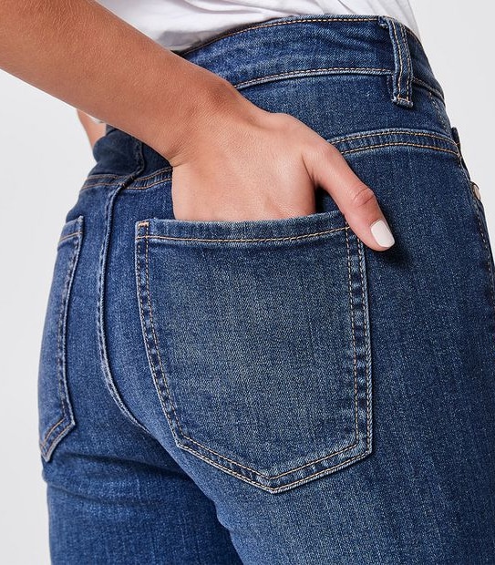 DENIM Jasmin High Rise Full Length Bootleg Jeans - Mid Wash Blue
