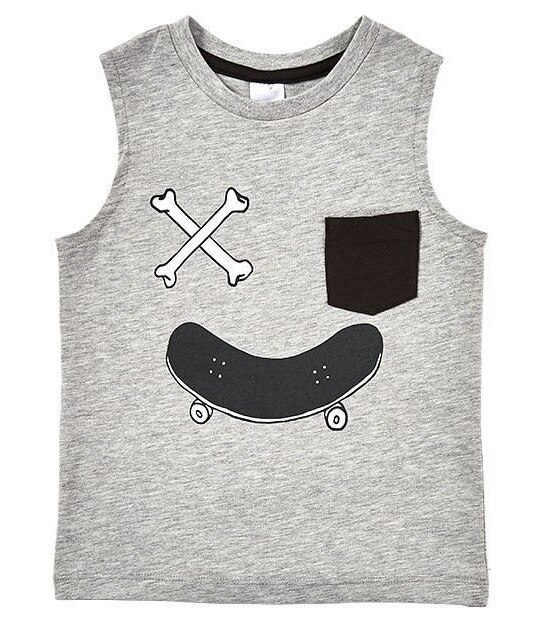 Skateboard Face Print Tank Top
