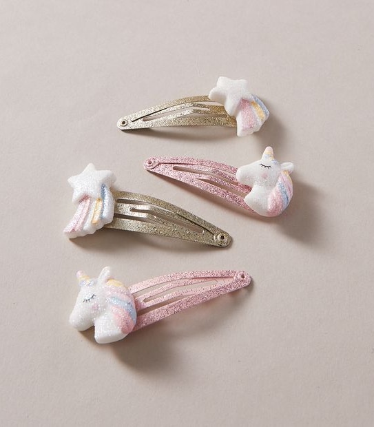 4 Pack Unicorn and Star Hair Clips