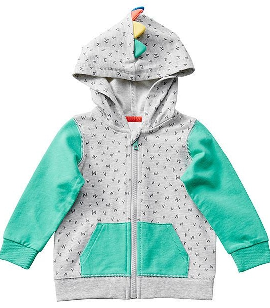 Baby Dinosuar Scales Zip Through Hoodie