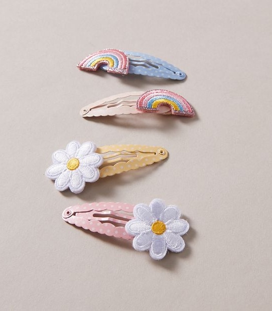 4 Pack Rainbow and Flower Hair Clips