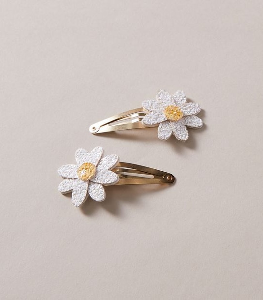 2 Pack Daisy Glitter Hair Clips