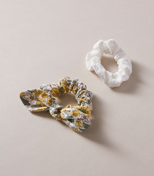 2 Pack Floral Bow Scrunchies