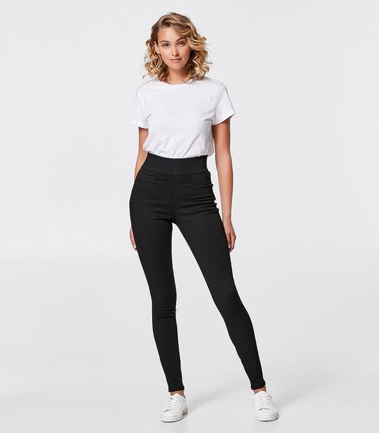 Black Overlap Waist Body Shaping Skinny Jeggings – The Fashion Spot TX