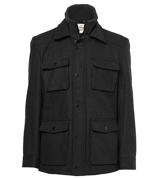 Wool Blend Utility Jacket - Charcoal
