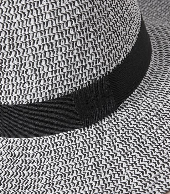 Two Toned Mid Brim Hat - Black/White