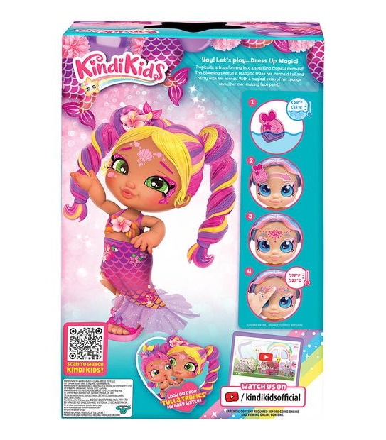 Kindi Kids Dress Up Magic Tropicarla Mermaid face paint Reveal Doll