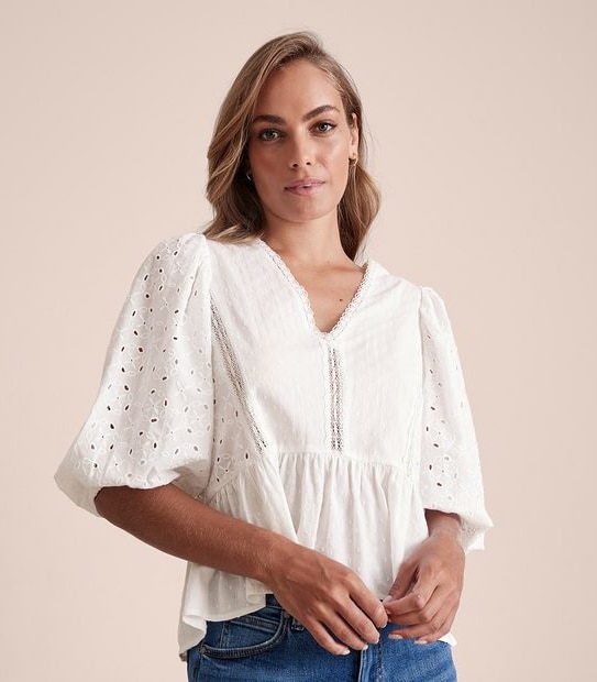 Cutwork V-Neck Blouse | Target Australia