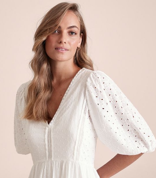 Cutwork Midi Dress