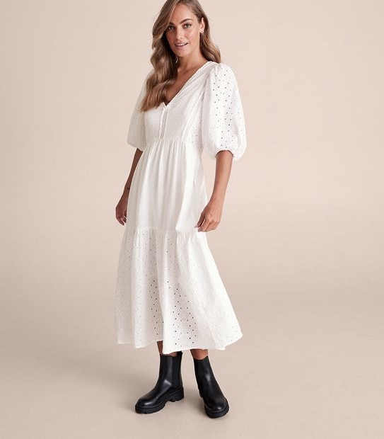 Cutwork Midi Dress