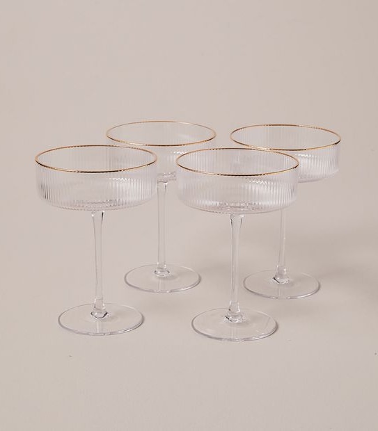 4 Pack Airley Ribbed Coupe Glasses
