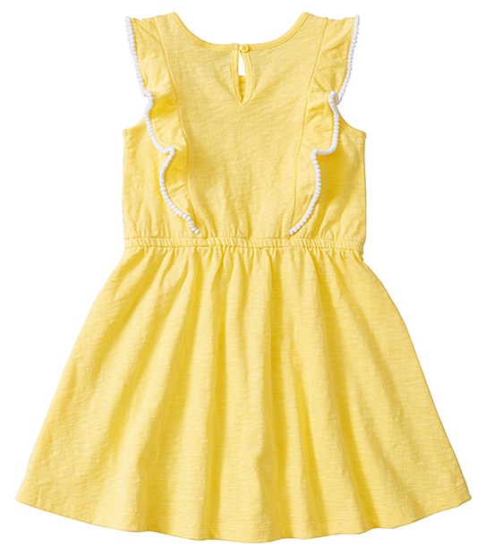 Girls' Flutter Sleeve Pom Pom Dress