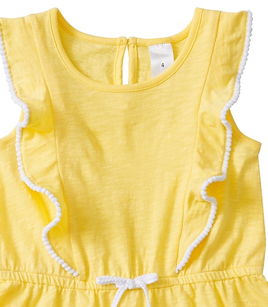 Girls' Flutter Sleeve Pom Pom Dress