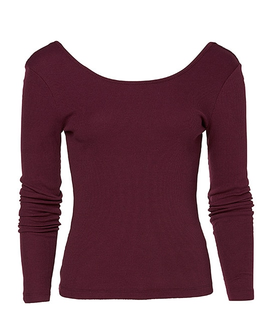 Lily Loves Scoop Back Rib Top - Burgundy