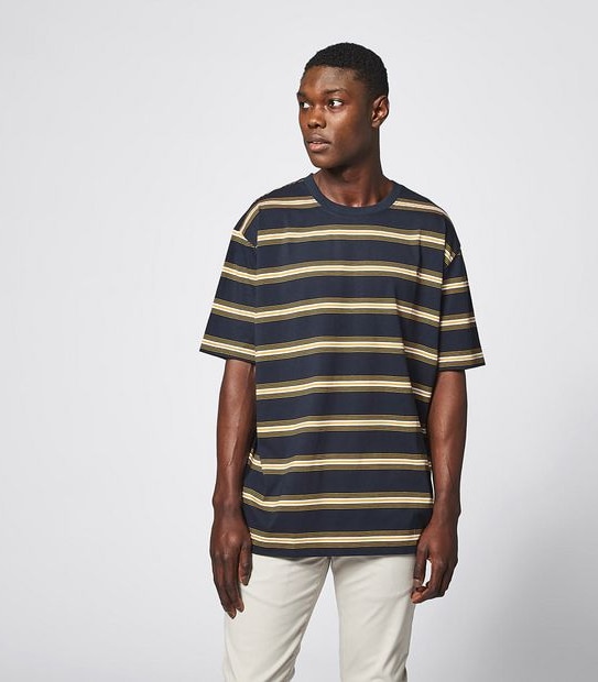 Commons T-Shirt - Navy/ Yellow Stripe