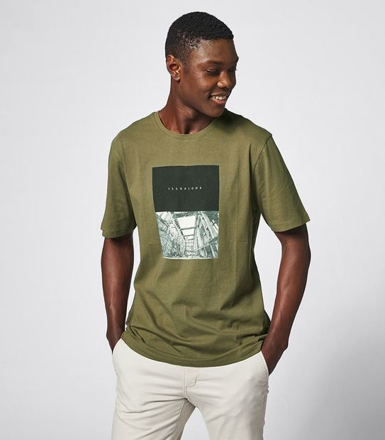 Commons Photographic Print T-Shirt - Khaki