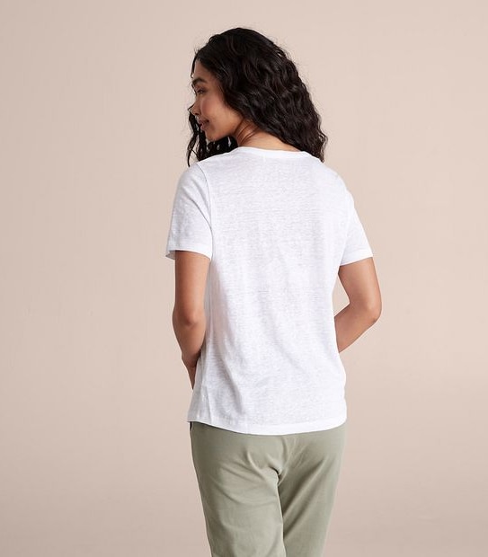 Linen Blend V-Neck T-Shirt