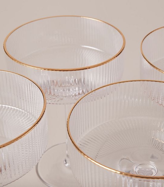 4 Pack Airley Ribbed Coupe Glasses