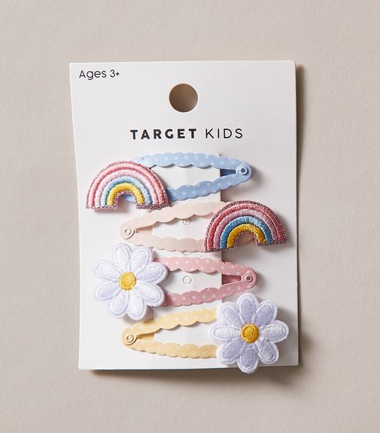4 Pack Rainbow and Flower Hair Clips