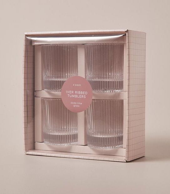 4 Pack Iver Ribbed Tumblers