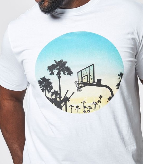Mr Big Printed T-Shirt -  White Sunset