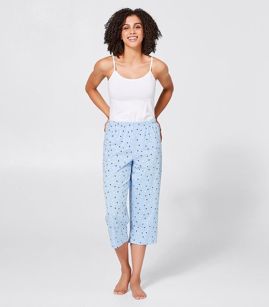 3/4 Length Pyjama Pants - Blue Heart