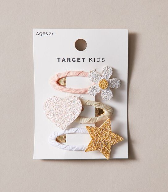 3 Pack Flower Heart Star Hair Clips