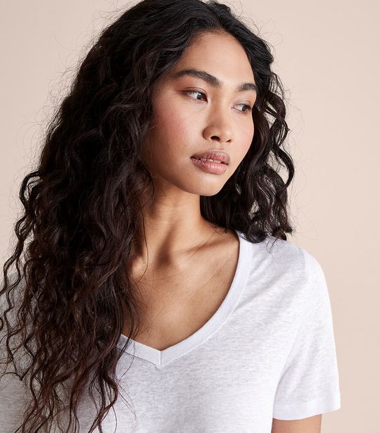 Linen Blend V-Neck T-Shirt