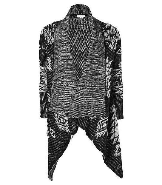 Lily Loves Aztec Waterfall Cardigan - Black/ White