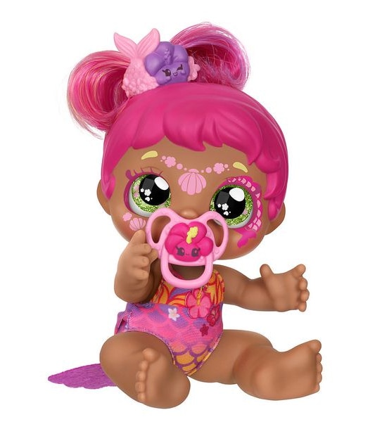 Kindi Kids Dress Up Magic Tulla Tropics Mermaid Baby Sister face paint Reveal Doll