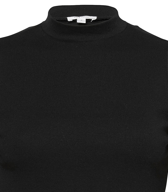Lily Loves Rib Cut-Out Shoulder Top - Black