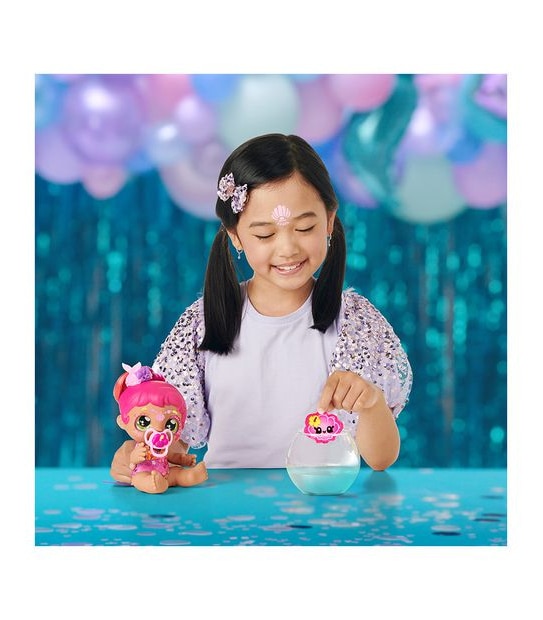 Kindi Kids Dress Up Magic Tulla Tropics Mermaid Baby Sister face paint Reveal Doll
