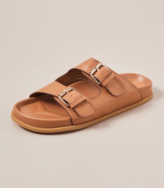 W MADDIE TAN DOUBLE BUCKLE SLIDE  SIZE 6-11