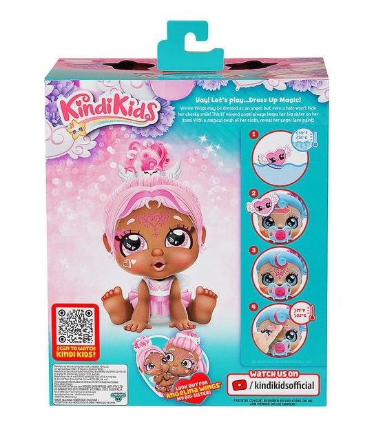 Kindi Kids Dress Up Magic Winnie Wings Angel Baby Sister face paint Reveal Doll
