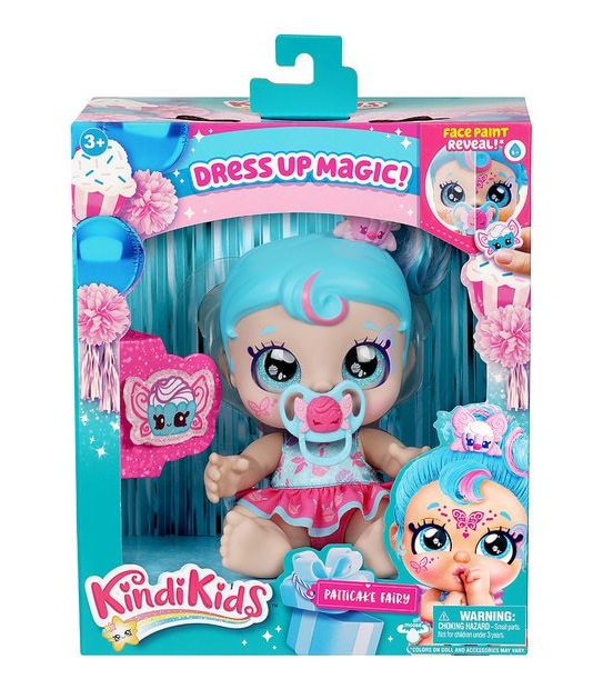 Kindi Kids Dress Up Magic Patticake Fairy Baby Sister face paint Reveal Doll