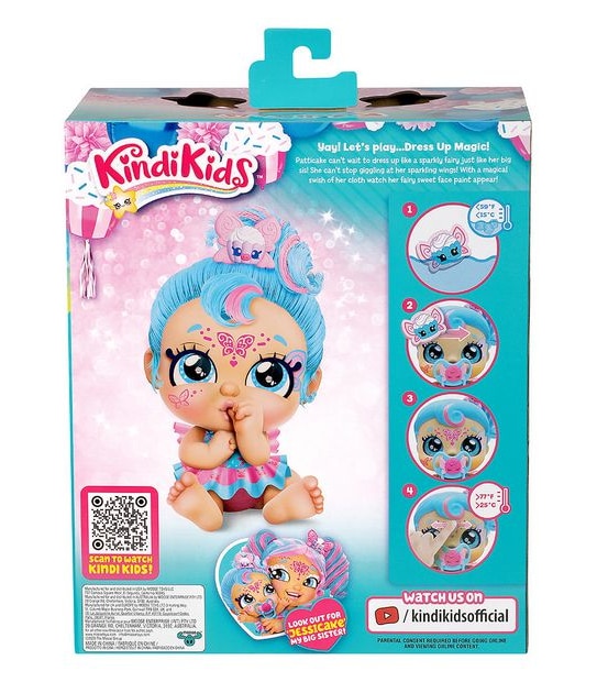 Kindi Kids Dress Up Magic Patticake Fairy Baby Sister face paint Reveal Doll