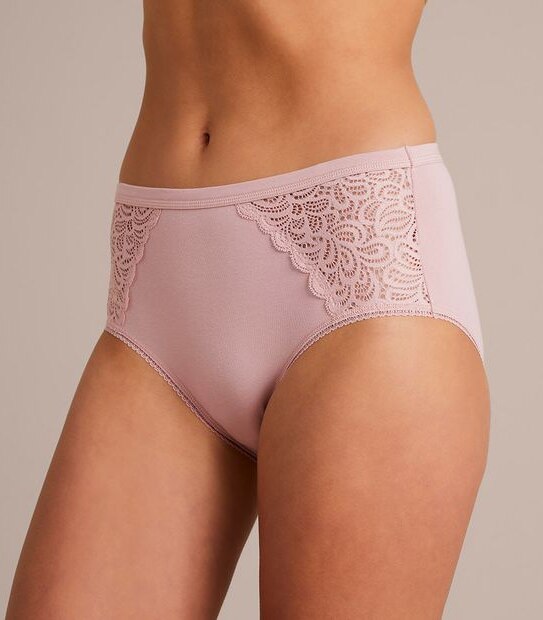 Organic Cotton and Lace Midi Briefs; Style: LMD30561