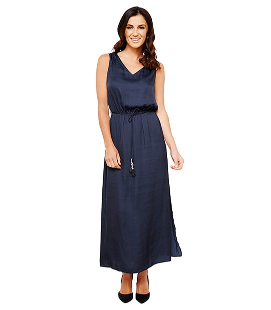 Tie Waist Maxi Dress - Peacoat