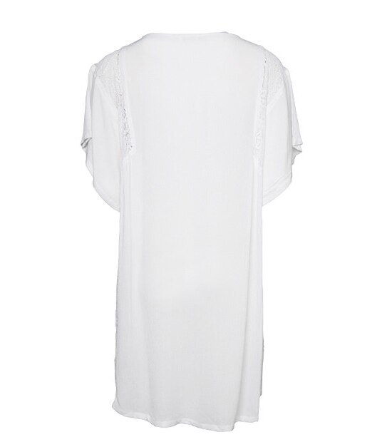 Piping Hot Lace Panel T-Shirt Dress - White