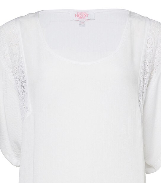Piping Hot Lace Panel T-Shirt Dress - White