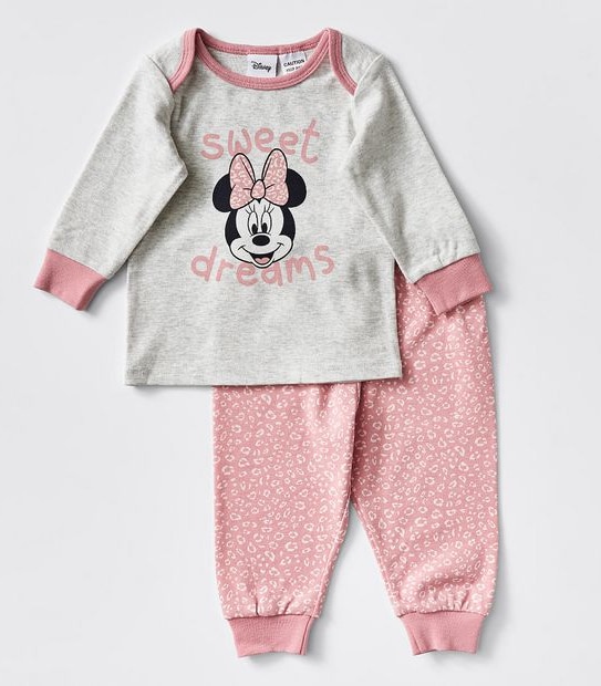 Baby Disney Minnie Mouse Print Pyjama Set - Pink