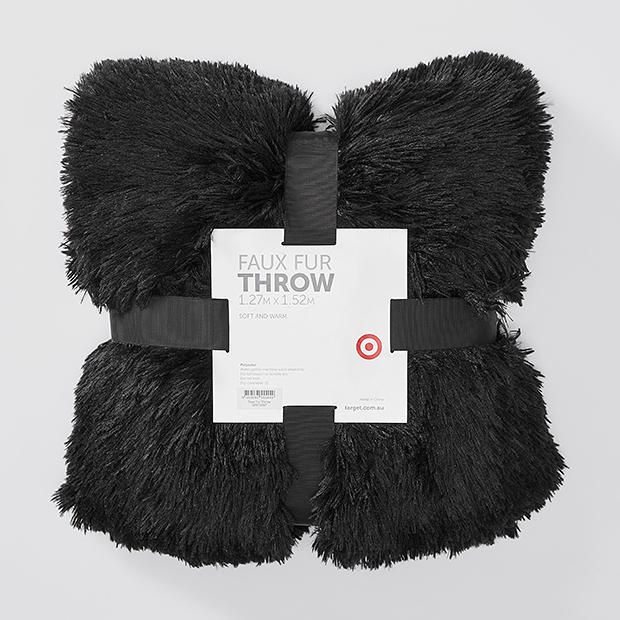 Faux Fur Throw - Black | Target Australia