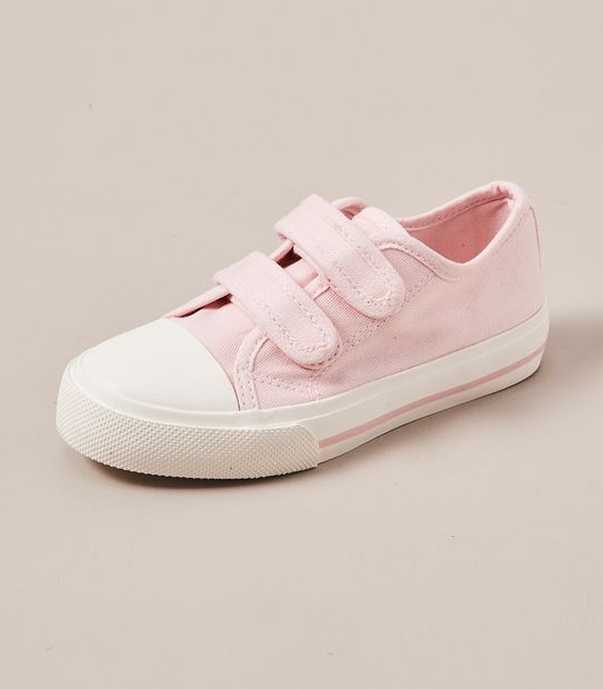 Kids Junior Double Strap Canvas Sneakers