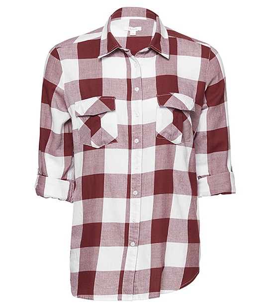 Lily Loves Split Back Check Shirt - Burgundy 4 of 5