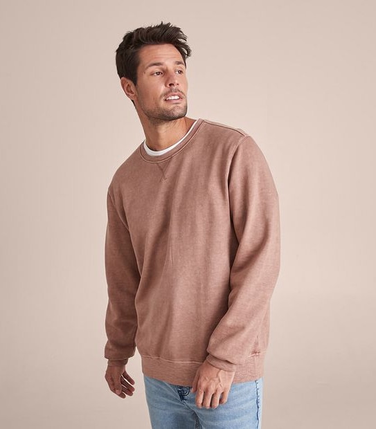 Garment Dyed Fleece Crew Neck Jumper