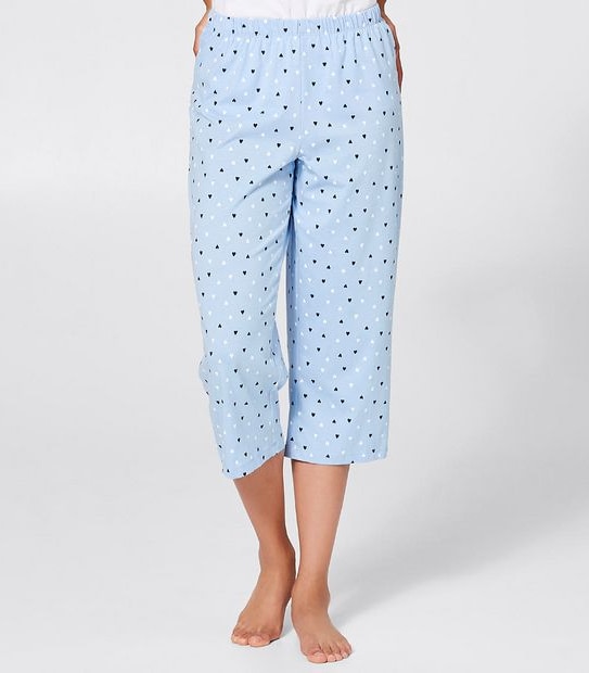 3/4 Length Pyjama Pants - Blue Heart