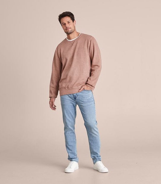 Garment Dyed Fleece Crew Neck Jumper