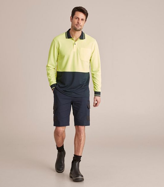 Graphite Hi-Visibility Long Sleeve Polo Shirt